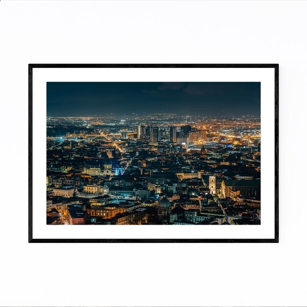 Noir Gallery Naples Italy Night Cityscape Framed Art Print