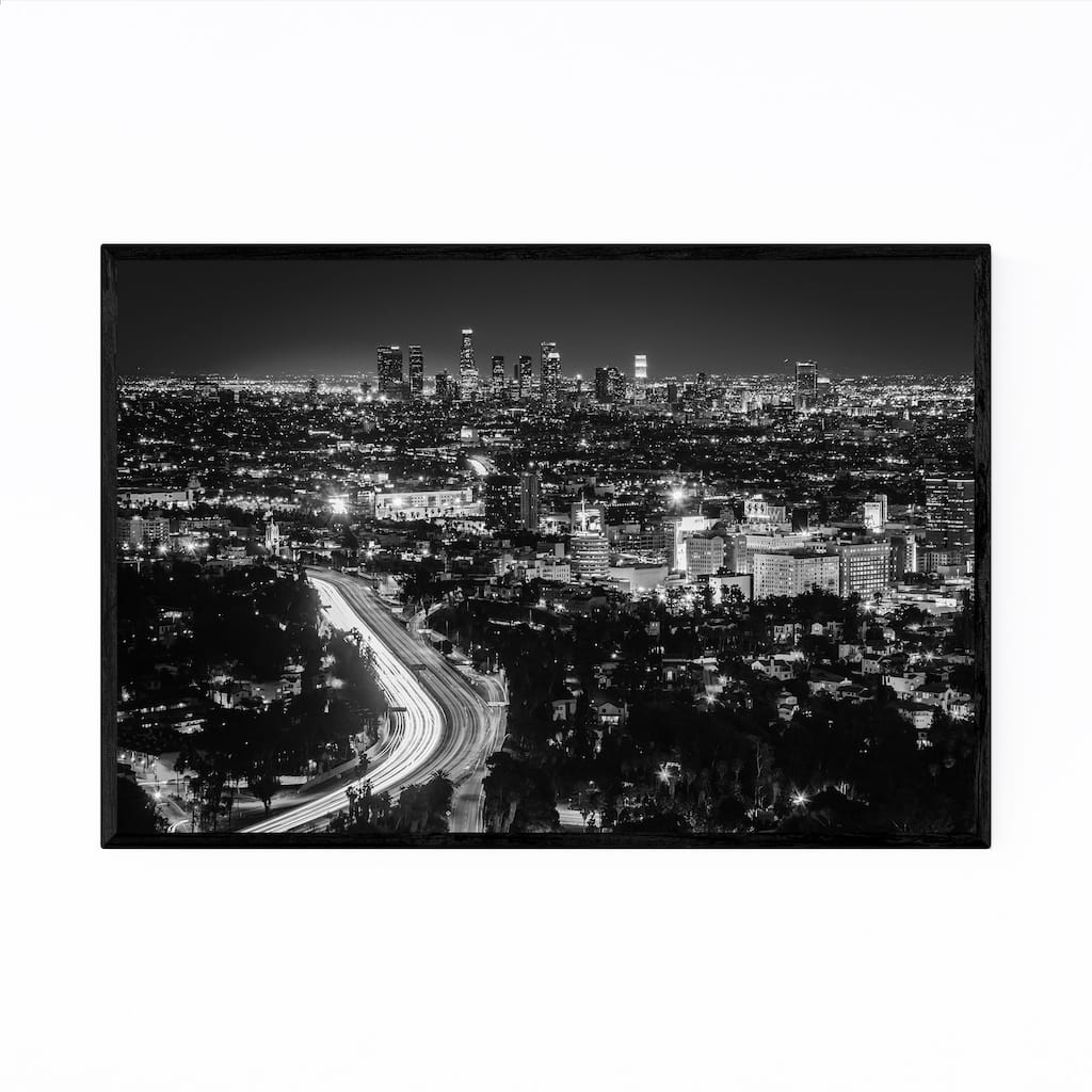Noir Gallery Black White Los Angeles Skyline Framed Art Print