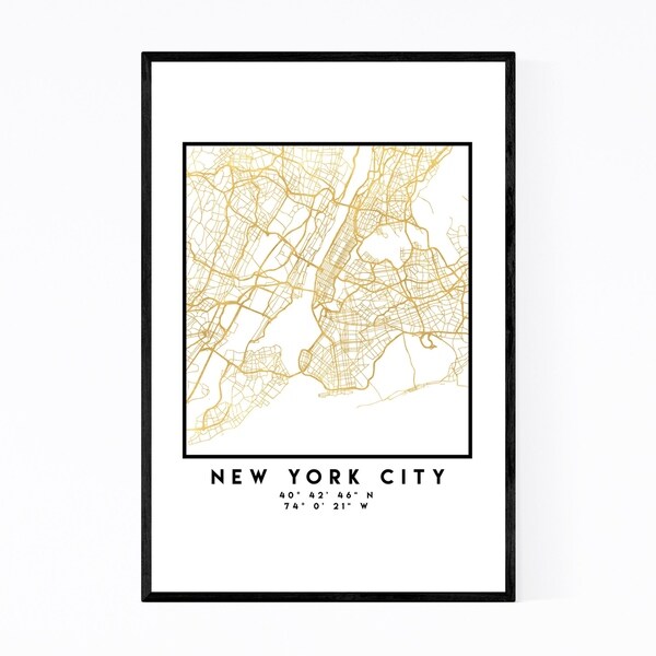 Noir Gallery Minimal New York City City Map Framed Art Print