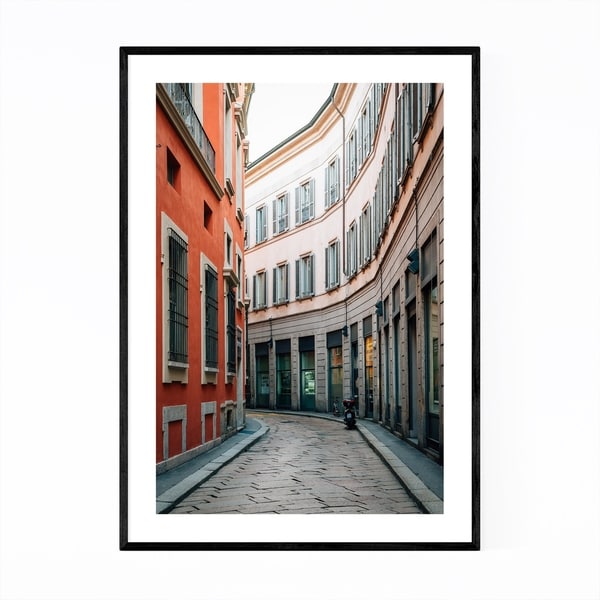 Noir Gallery Milan Italy Cobblestone Street Framed Art Print