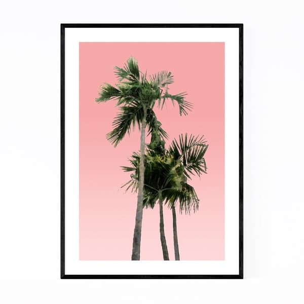 Noir Gallery Minimal Palm Trees Pink Framed Art Print