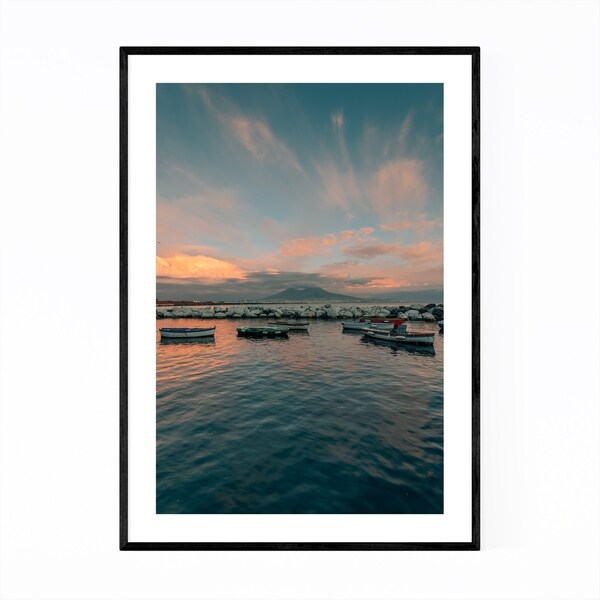 Noir Gallery Naples Italy Mount Vesuvius Framed Art Print