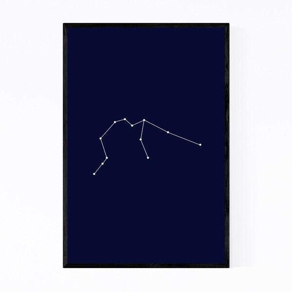 Noir Gallery Blue Aquarius Astrology Framed Art Print