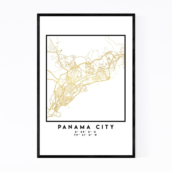 Noir Gallery Minimal Panama City City Map Framed Art Print