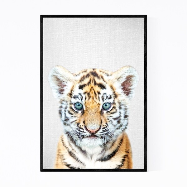 Noir Gallery Cute Baby Tiger Peekaboo Animal Framed Art Print