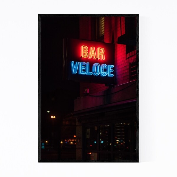 Noir Gallery Bar Veloce Neon Sign New York Framed Art Print