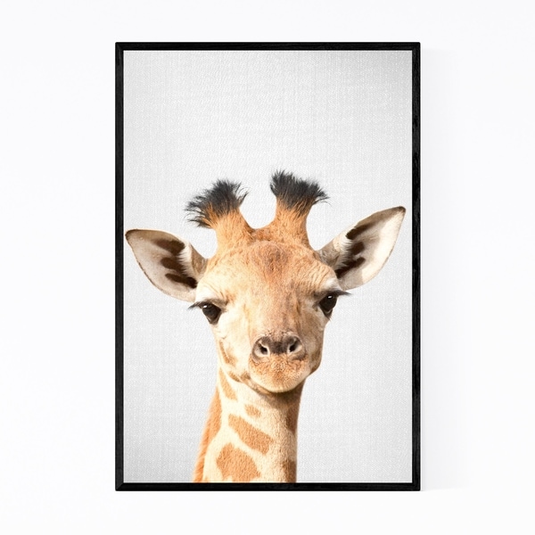 Noir Gallery Baby Giraffe Peekaboo Animal Framed Art Print
