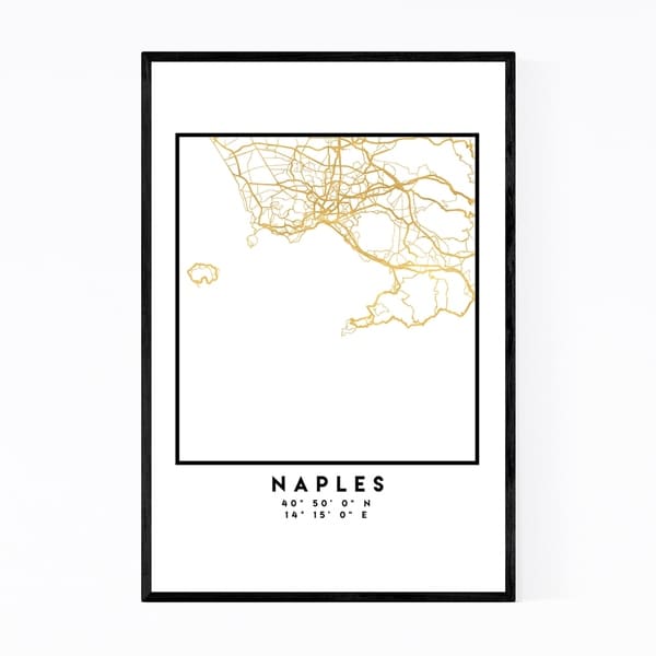 Noir Gallery Minimal Naples City Map Framed Art Print