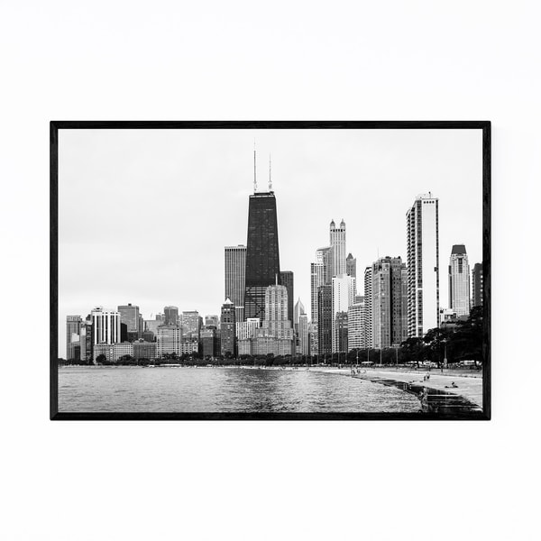 Noir Gallery Chicago Skyline Lake View Urban Framed Art Print
