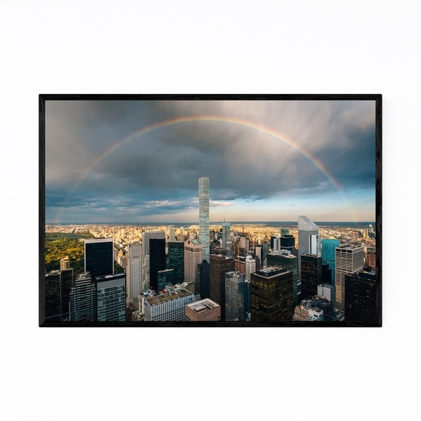 Noir Gallery New York Skyline Rainbow NYC Framed Art Print