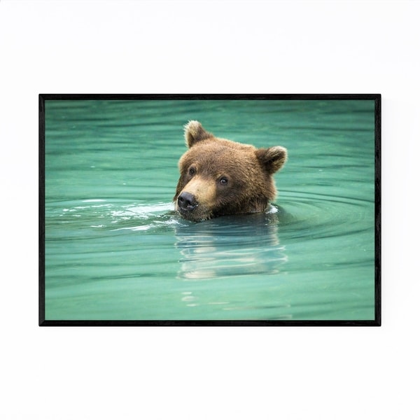 Noir Gallery Grizzly Bear Wildlife Alaska Framed Art Print