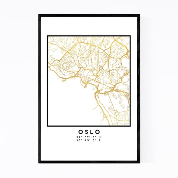 Noir Gallery Minimal Oslo City Map Framed Art Print