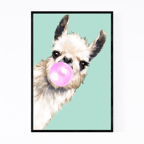 Noir Gallery Cute Pink Llama Peekaboo Animal Framed Art Print