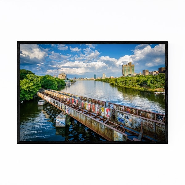 Noir Gallery Boston Graffiti Charles River Framed Art Print
