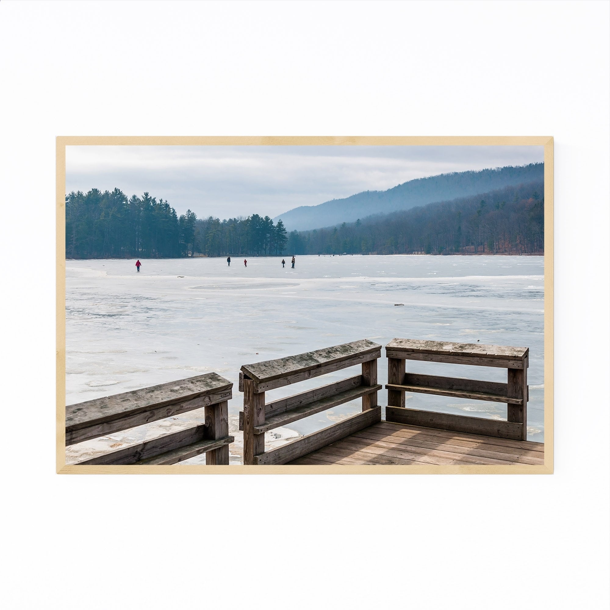 Noir Gallery Ice Skaters Frozen Lake PA Framed Art Print