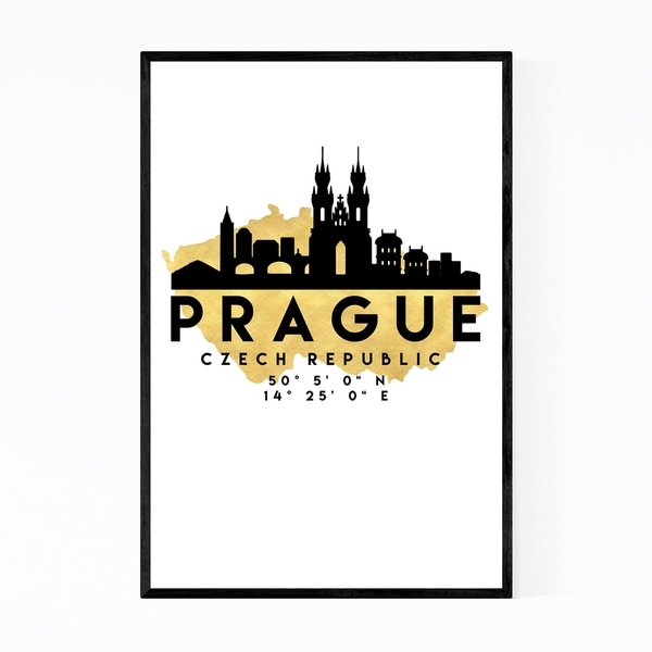 Noir Gallery Minimal Prague Skyline Framed Art Print
