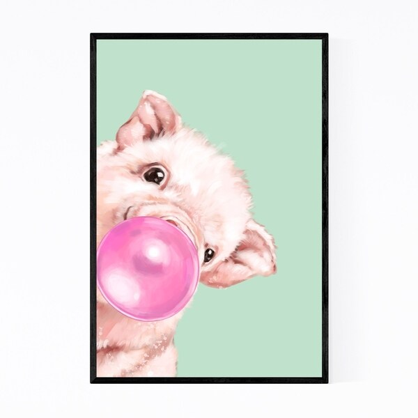 Noir Gallery Pink Baby Pig Peekaboo Animal Framed Art Print