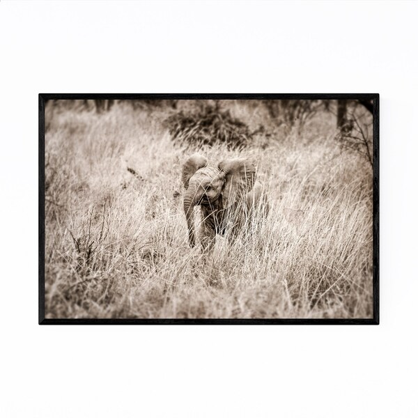 Noir Gallery Elephants Wildlife Animal Kenya Framed Art Print