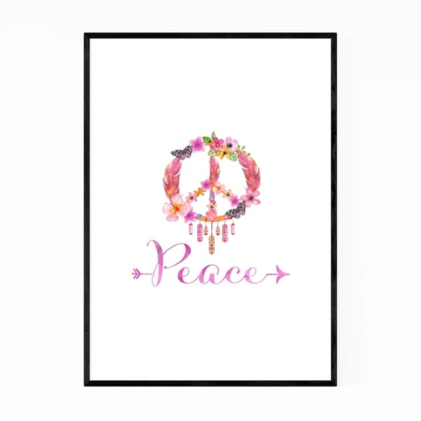 Noir Gallery Peace Quote Symbol Floral Framed Art Print