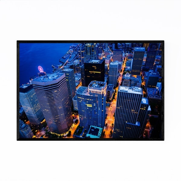 Noir Gallery Seattle Downtown City Skyline Framed Art Print