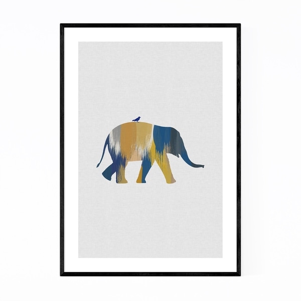 Noir Gallery Abstract Blue Elephant Animal Framed Art Print