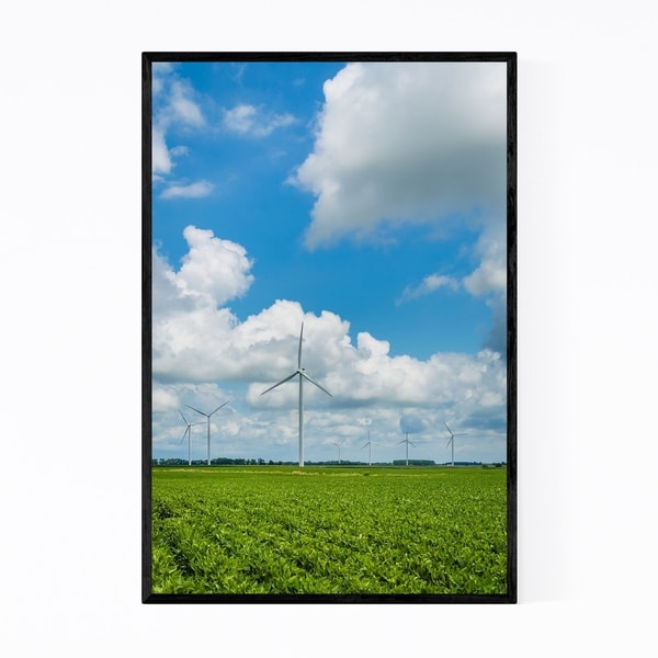 Noir Gallery Rural Indiana Windmills Framed Art Print