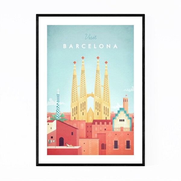 Noir Gallery Minimal Travel Poster Barcelona Framed Art Print