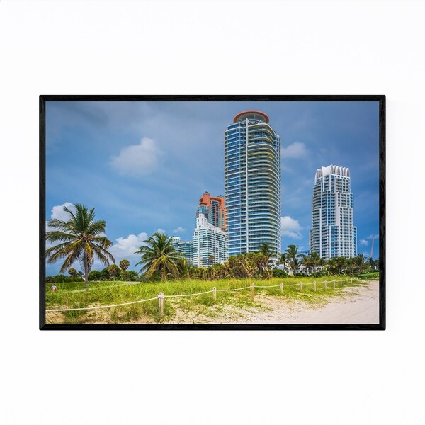 Noir Gallery Miami Beach, Florida Skyline Framed Art Print