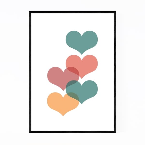 Noir Gallery Mid Century Red & Green Hearts Framed Art Print