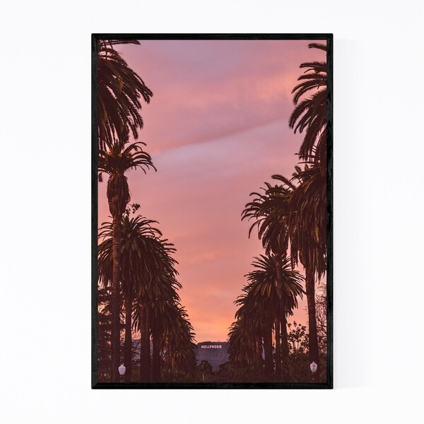 Noir Gallery Hollywood Sign Sunset Palm Trees Framed Art Print