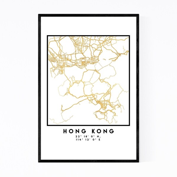 Noir Gallery Minimal Hong Kong City Map Framed Art Print