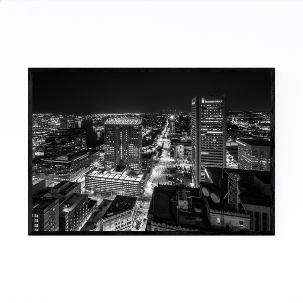 Noir Gallery Downtown Baltimore Skyline Framed Art Print