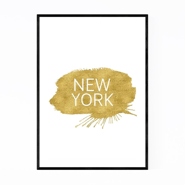 Noir Gallery New York Gold Paint Splash Framed Art Print