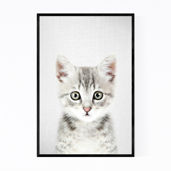 Noir Gallery Kitten Peeking Nursery Animal Framed Art Print