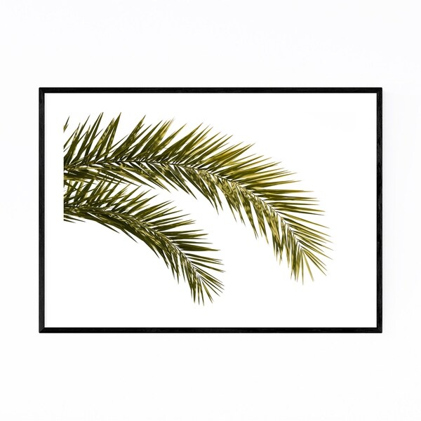 Noir Gallery Minimal Palm Leaf White & Green Framed Art Print