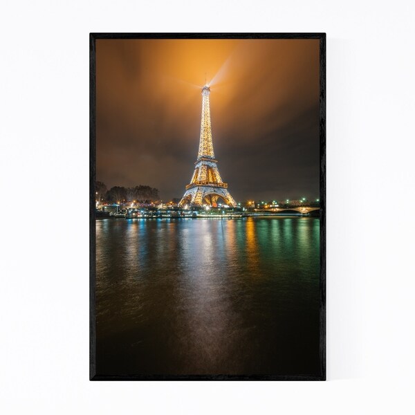 Noir Gallery Eiffel Tower Night Paris France Framed Art Print