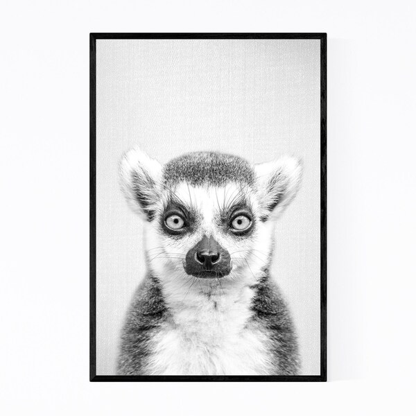 Noir Gallery Lemur Peeking Nursery Animal Framed Art Print
