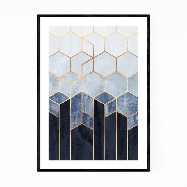 Noir Gallery Abstract Art Deco Geometric Blue Framed Art Print