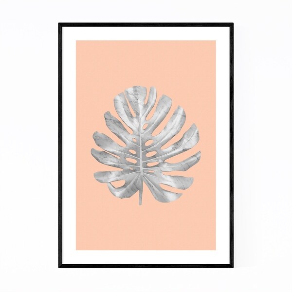 Noir Gallery Minimal White Marble Monstera Framed Art Print