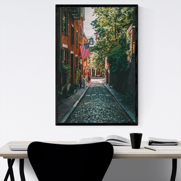 Noir Gallery Acorn Street Boston Beacon Hill Framed Art Print