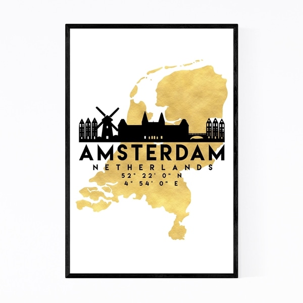 Noir Gallery Minimal Amsterdam Skyline Framed Art Print