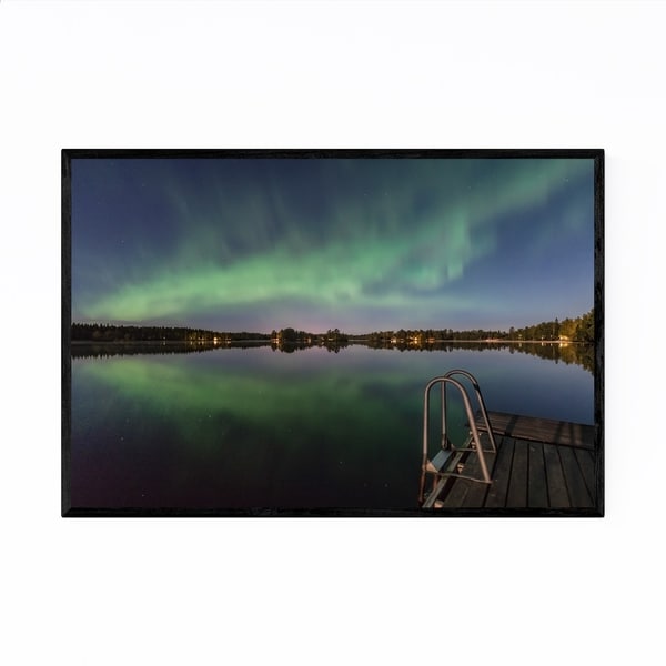 Noir Gallery Aurora Borealis Lake Sweden Framed Art Print