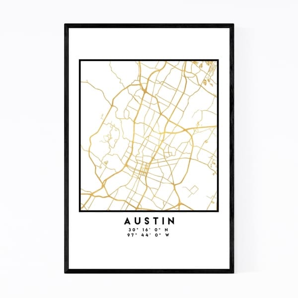 Noir Gallery Minimal Austin City Map Framed Art Print