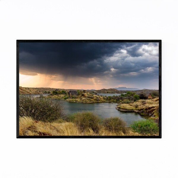Noir Gallery Namibia Oanob Lake Landscape Framed Art Print