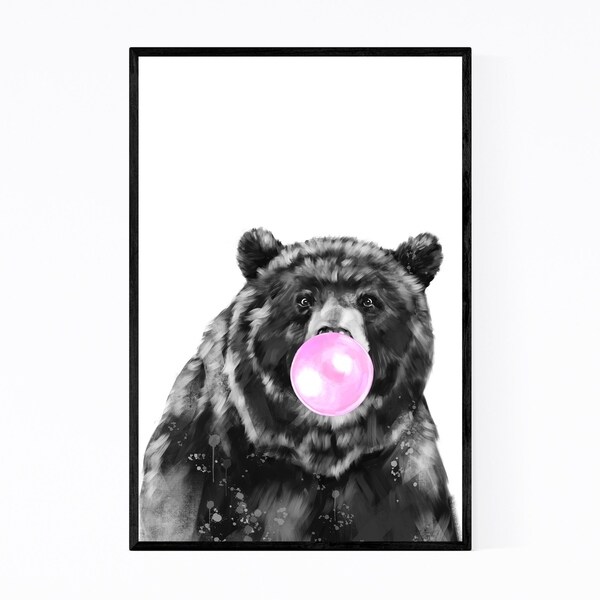 Noir Gallery Cute Pink Bear Peekaboo Animal Framed Art Print