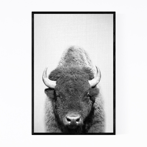 Noir Gallery Cute Buffalo Peekaboo Animal Framed Art Print