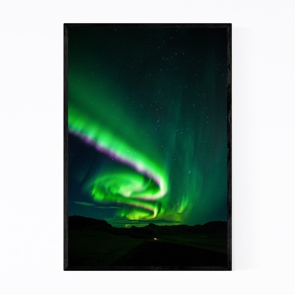 Noir Gallery Aurora Borealis Vik Iceland Framed Art Print