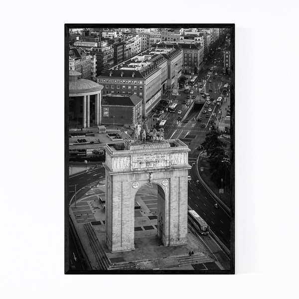 Noir Gallery Black & White Madrid Spain City Framed Art Print
