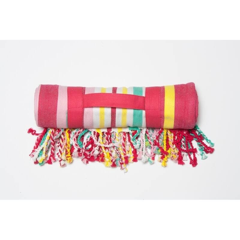 Heavy Fringe Blanket Cotton - Fire Island - Single Piece
