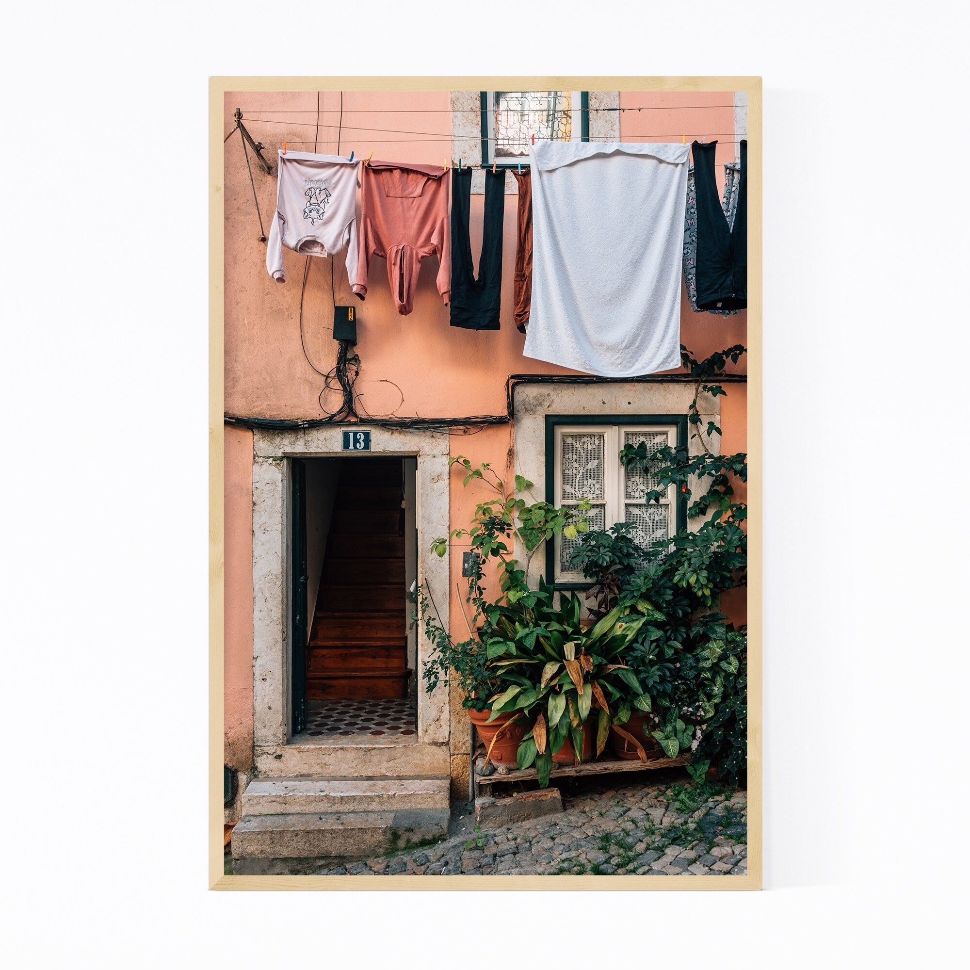Shop Noir Gallery Laundry Alfama Lisbon Portugal Framed Art Print